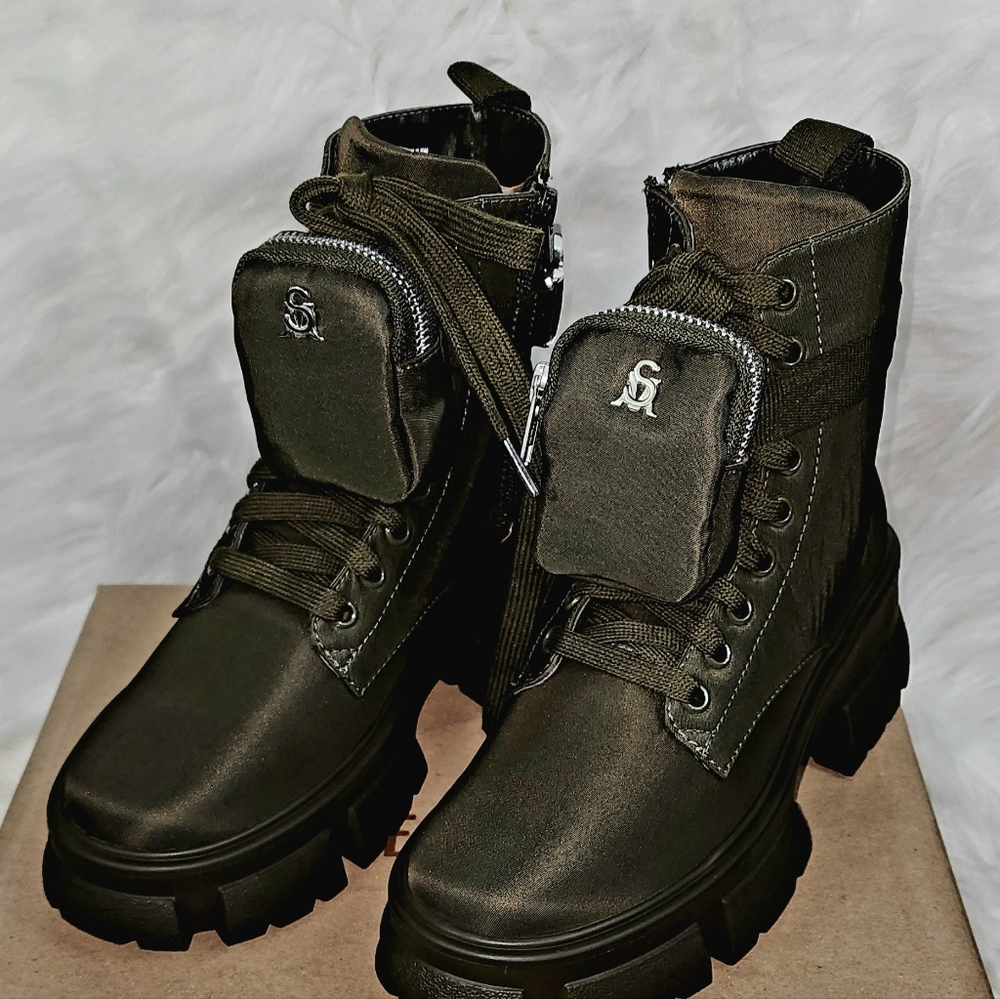 Steve Madden Womens Tanker P Ankle Platform Combat & Lace-up Boots
